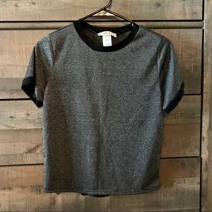Black and silver striped ringer tshirt